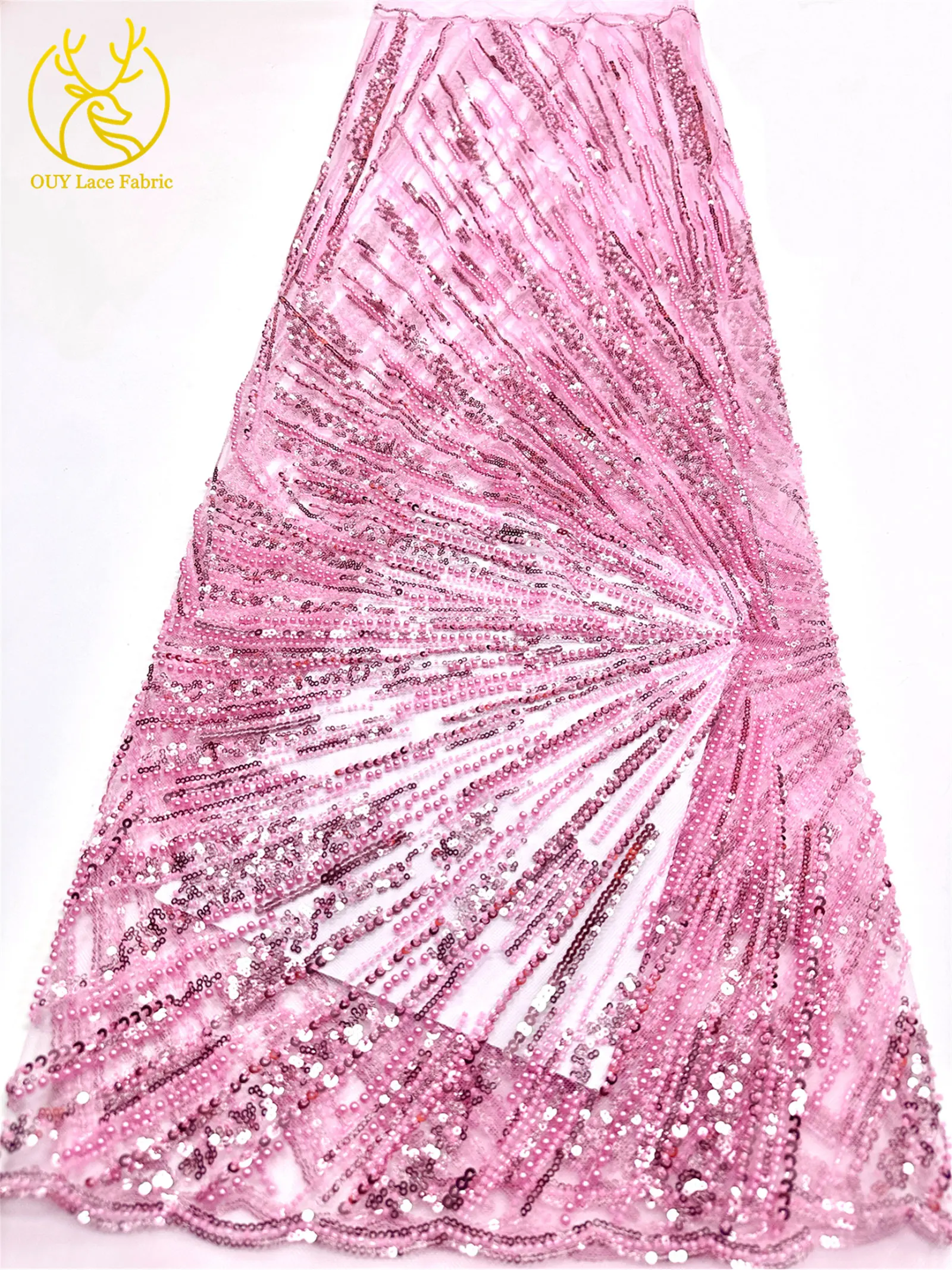 Afrikanischer Perlen-Spitzenstoff 2026 Heißer Verkauf Nigeria Französischer Tüll-Pailletten-Spitzenstoff für Party-Abendkleid-Nähmaterial 5 Yards – Detail 20