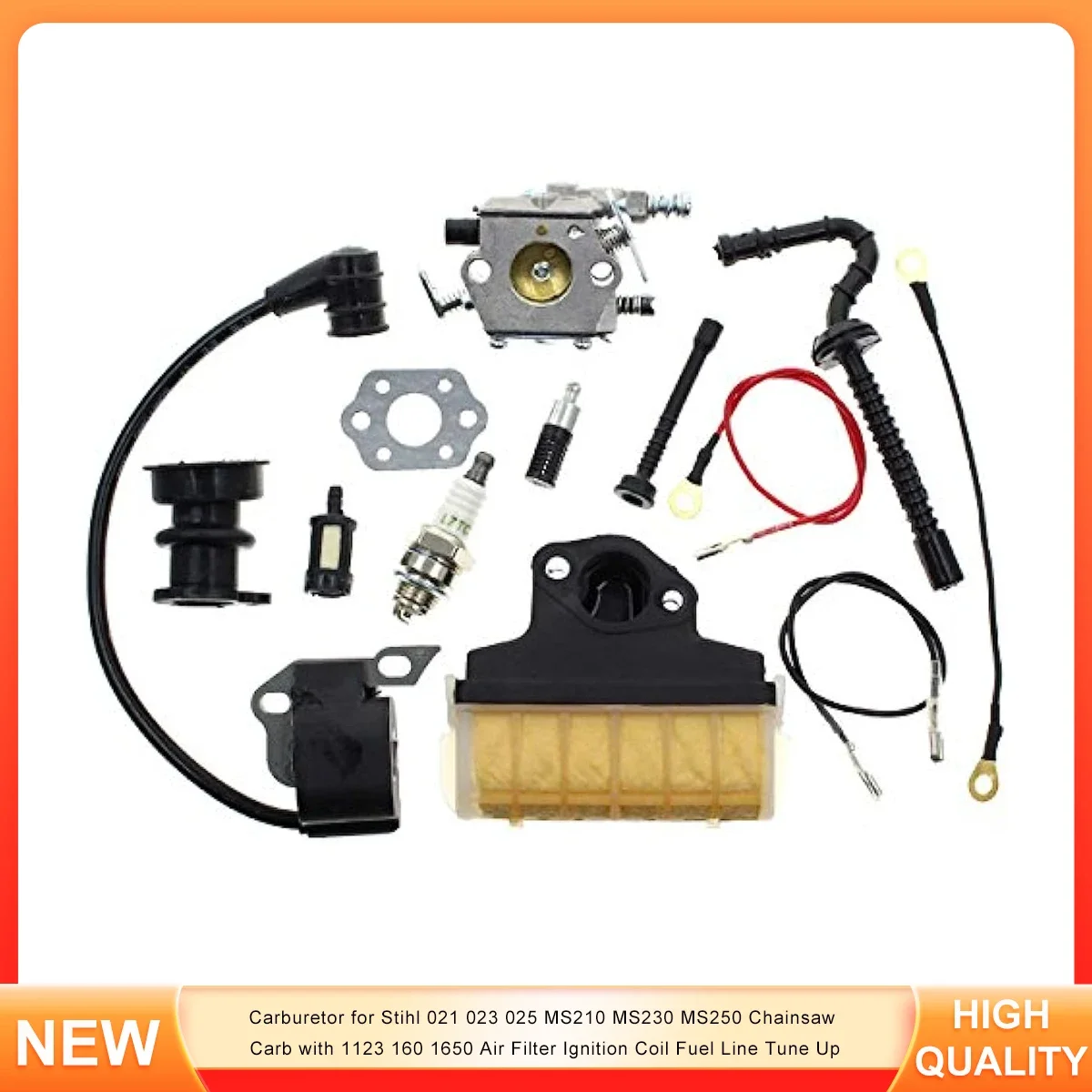 

Carburetor for Stihl 021 023 025 MS210 MS230 MS250 Chainsaw Carb with 1123 160 1650 Air Filter Ignition Coil Fuel Line Tune Up