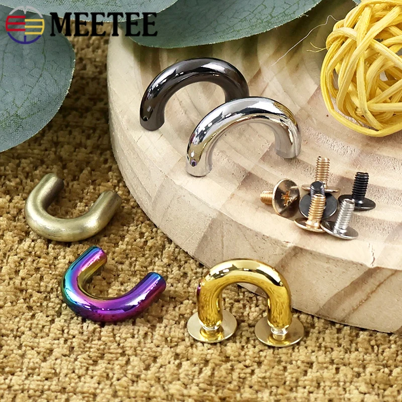 

20Pcs Metal Arch Bridges Buckle Bag Side Clip Handbags Strap U Ring Screw Connect Clasp Leather Crafts DIY Hardware Accessories