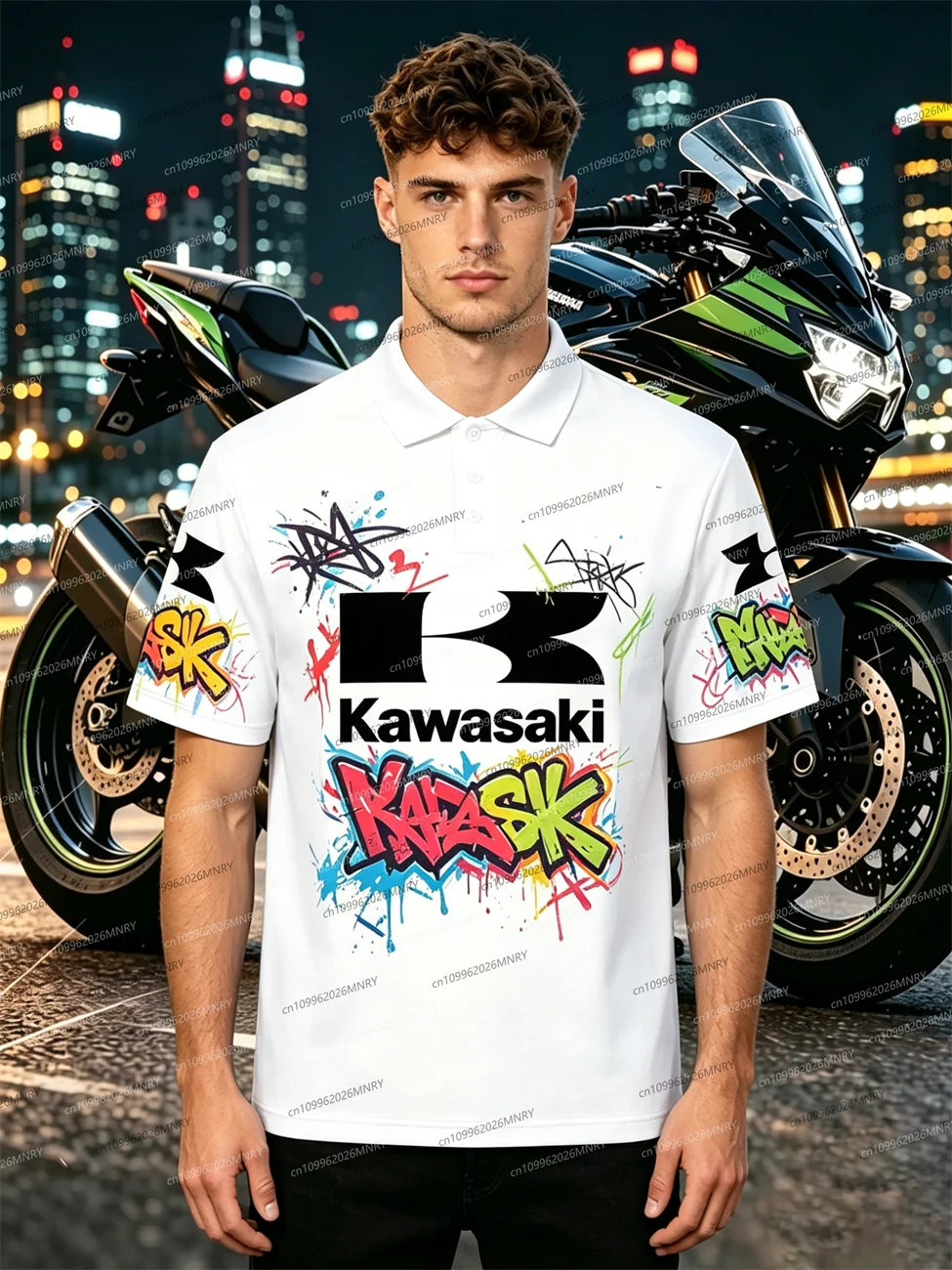 

Male Polo Shirt Kawasaki Motorcycle Racer Riding male polo shirts Summer men Short Sleeve Women T-Shirt Oversized Clothing Tops