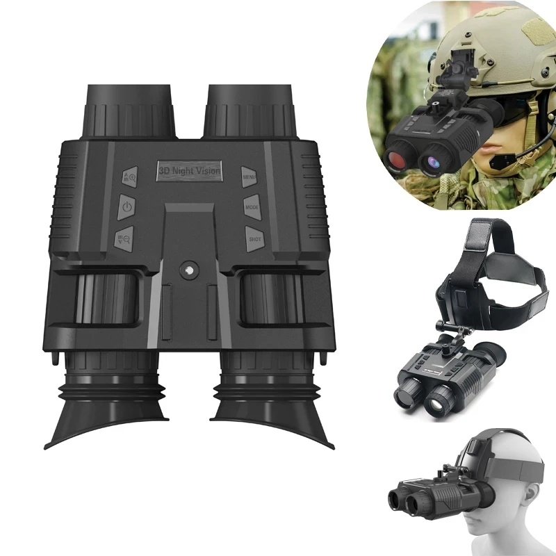 NV8000 Outdoor 3D Night Vision Binoculars 850nm Infrared 1080P 4X Digital Zoom Hunting Telescope Video Head Mount