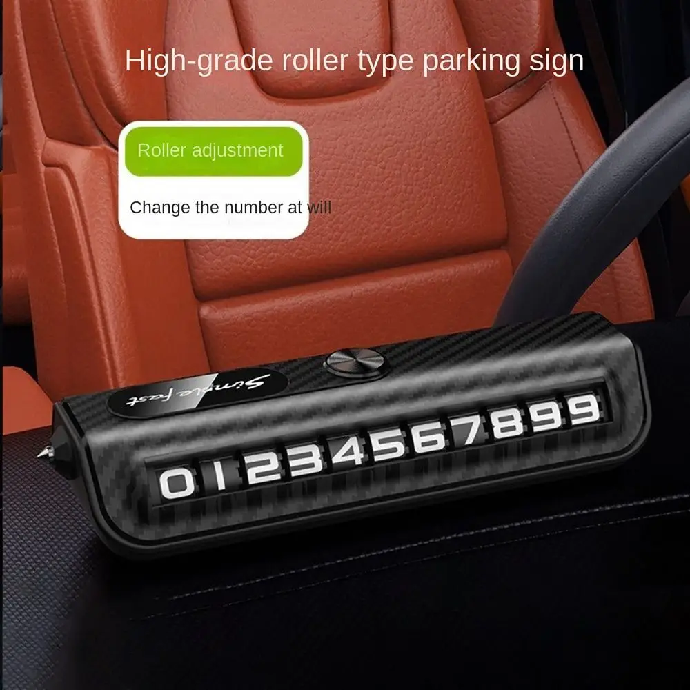 Roller Dial Car Phone Number Card Push To Hide Auto Accessories Phone Number Plate with Window Breaker Parking Number Plate