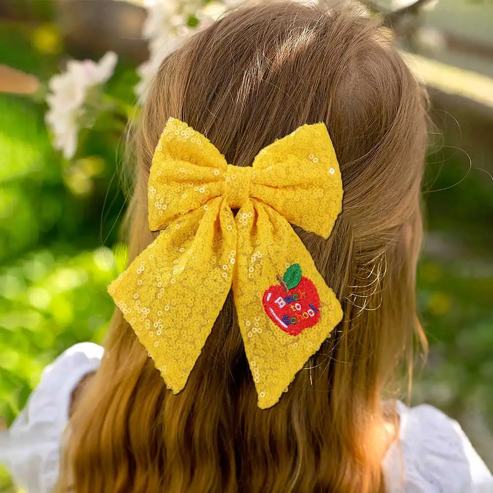 Large Glitter Sequin Bow Hair Clip Back To School Girls Hairpins Barrettes Elegant Kids Ponytail Hairpin Hair Accessories