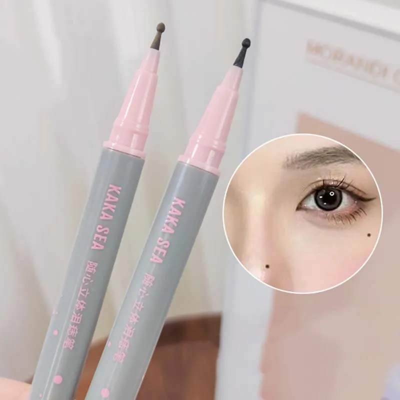 قلم النمش الطبيعي الواقعي التجفيف السريع مقاوم للماء نابض بالحياة رأس مستدير النمش بقعة ختم دائم غير يتلاشى نقطة الخلد يشكلون #6