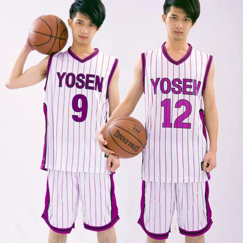 Kuroko no Basuke أنيمي تأثيري Yosen سلة زي مدرسي Murasakibara Atsushi جيرسي مجموعة 9 12 ملابس رياضية التي شيرت السراويل زي