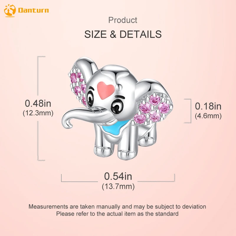 Danturn 925 Sterling Silver Beads Cute Elephant Charm fit Snake Chain Bracelets Fashion Women Jewelry Making