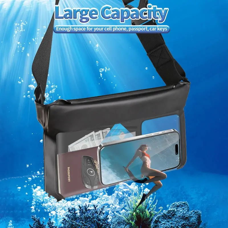 HAISSKY 3 Clips Wateproof Waist Swimming Bags Men Women Outdoor Travel Phone Earphone Cards Storage Waist Pack For iPhone Xiaomi view 3