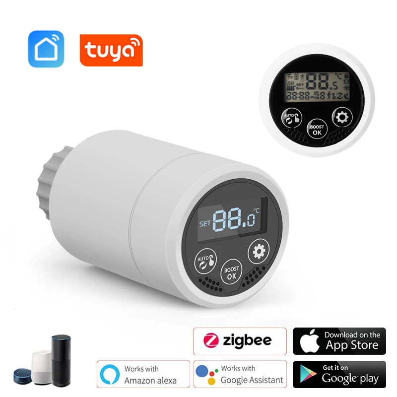 Tuya Smart Life Zigbee Termostato, atuador da válvula do radiador, controlador programável TRV Temperatura, Alexa, Google Home