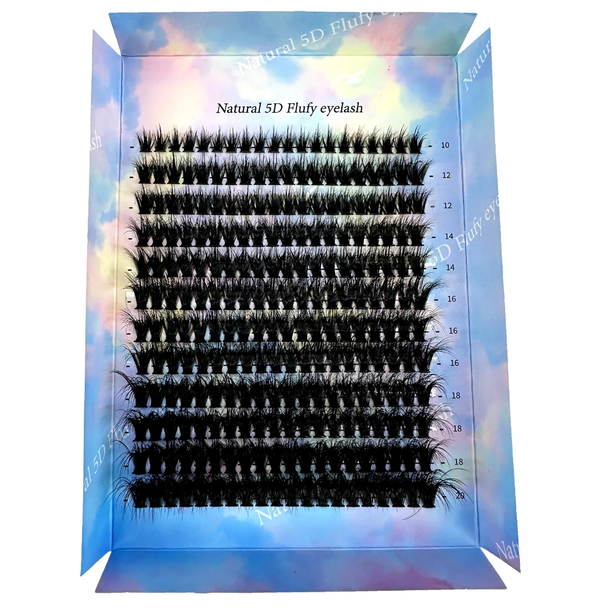 NewDIY 5D Fluffy Lash Clusters 100/80D Thick Eyelash Clusters CC Curl Wispy Individual Lashes 10-20mm Cluster Eyelash Extensions