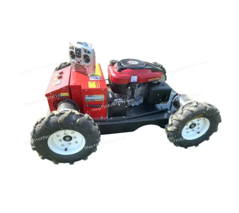 Remote Control Lawn Mower Gas-oline 196cc 800mm Cut Automatic Grass Cutter Wheeled for Hills