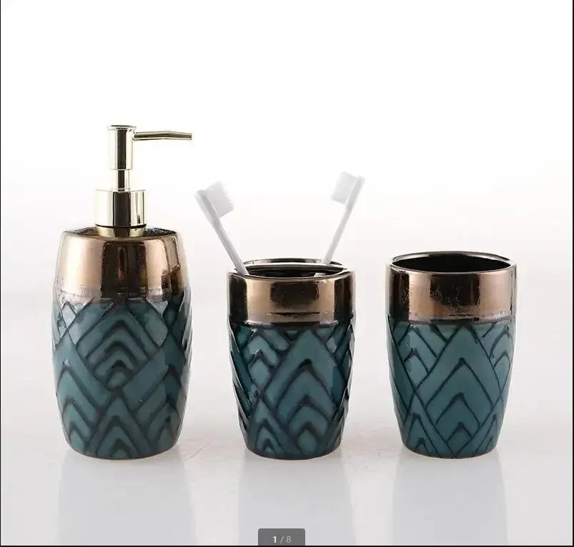 

Керамический набор для мытья в Северной Европе, держатель для зубных щеток, дозатор мыла и набор чашек для полоскания рта, креативный домашний набор аксессуаров для ванной комнаты