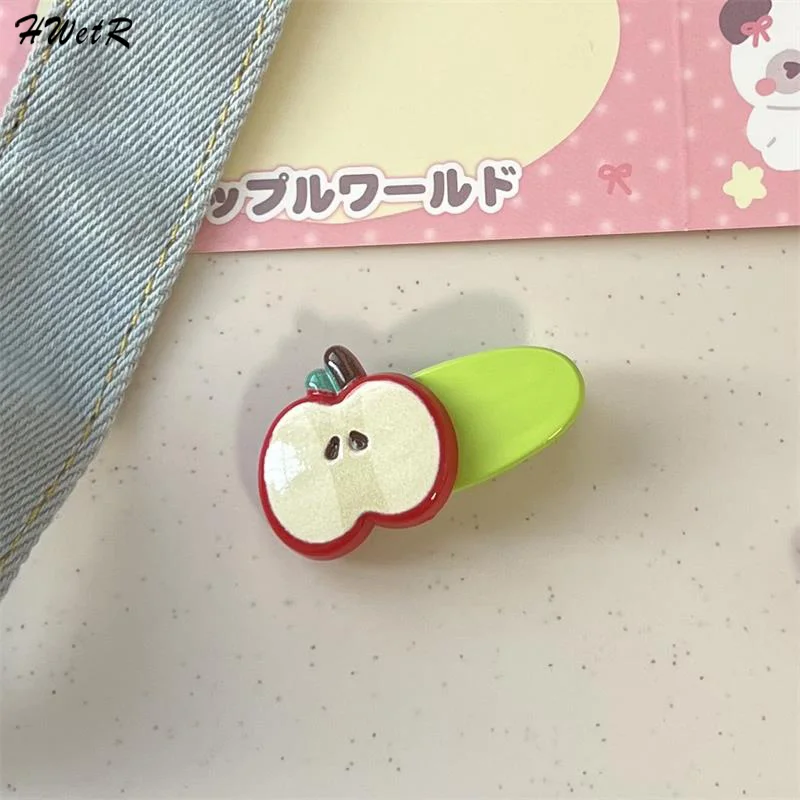 Cute Small Fresh Red Apple Hair Clip Duckbill Clip Sweet Girl Hairpin All-match Bangs Side Clip Headwear Barrette Hair Accessory