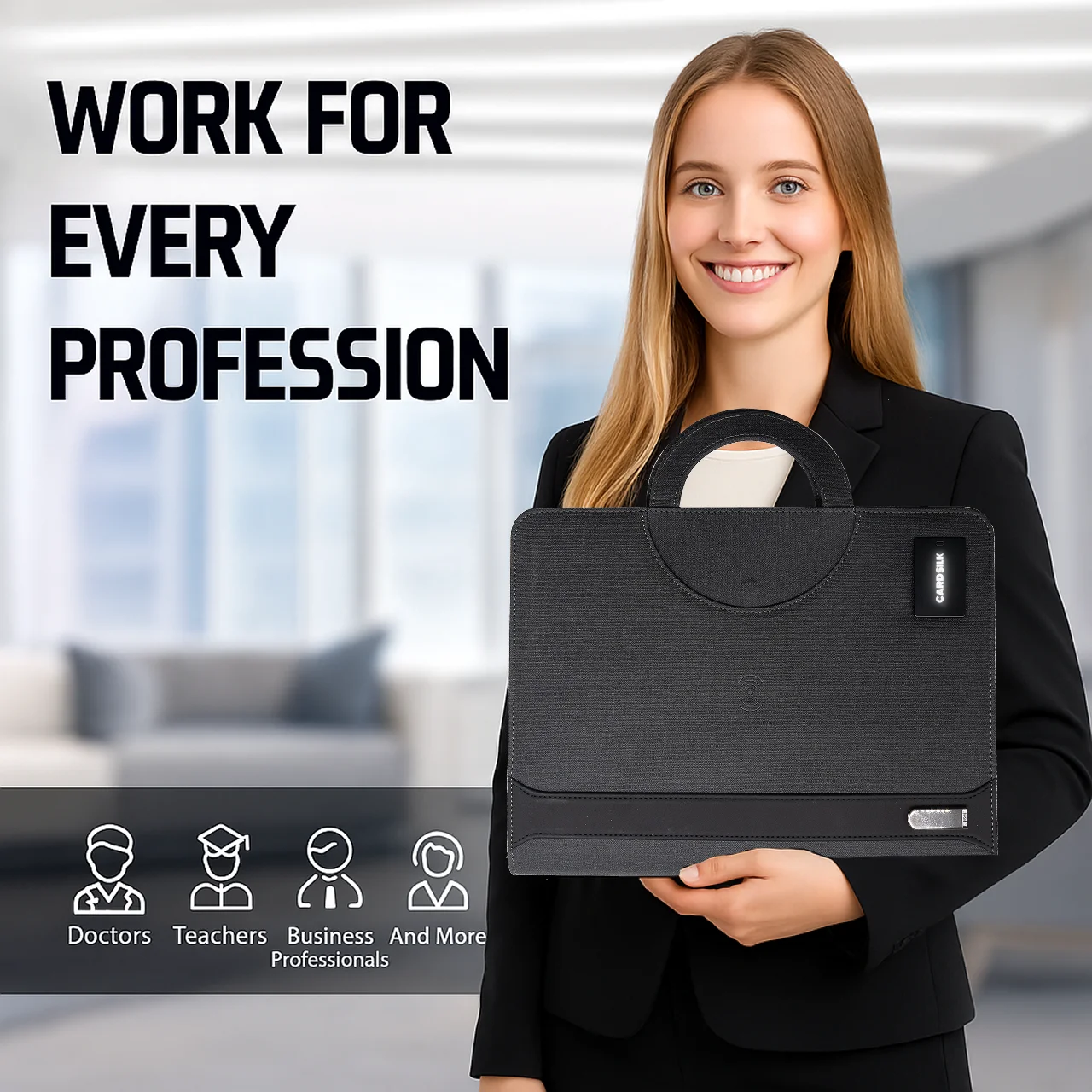 Leather Padfolio with Wireless Charging, Hidden Handle & Clipboard – Business Organizer Folder with Notepad, Tablet Holder