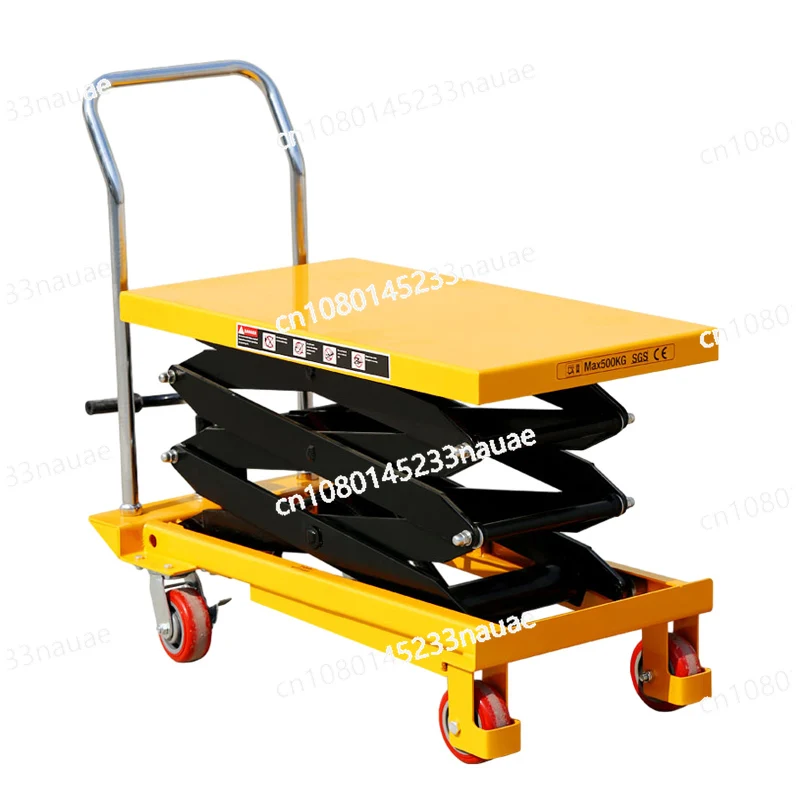 Small Mini Movable Lift Scissor Platform 2m 500kg 1000kg Hydraulic Lift Hand Manual Lift Table