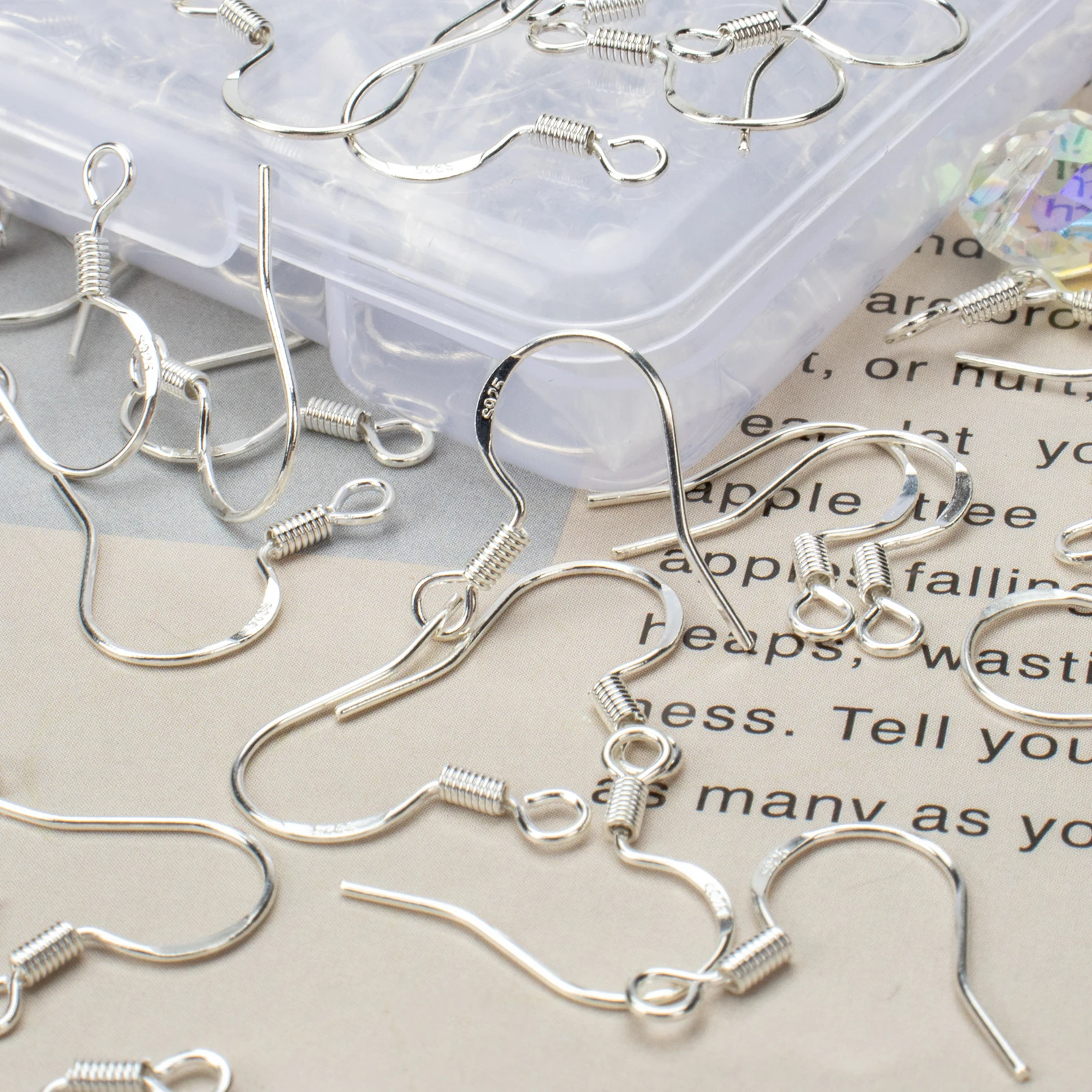 925 Silvery Earring Hooks 100 PCS/50 Pairs Hypoallergenic Ear Wires Fish Hooks for Jewelry Making