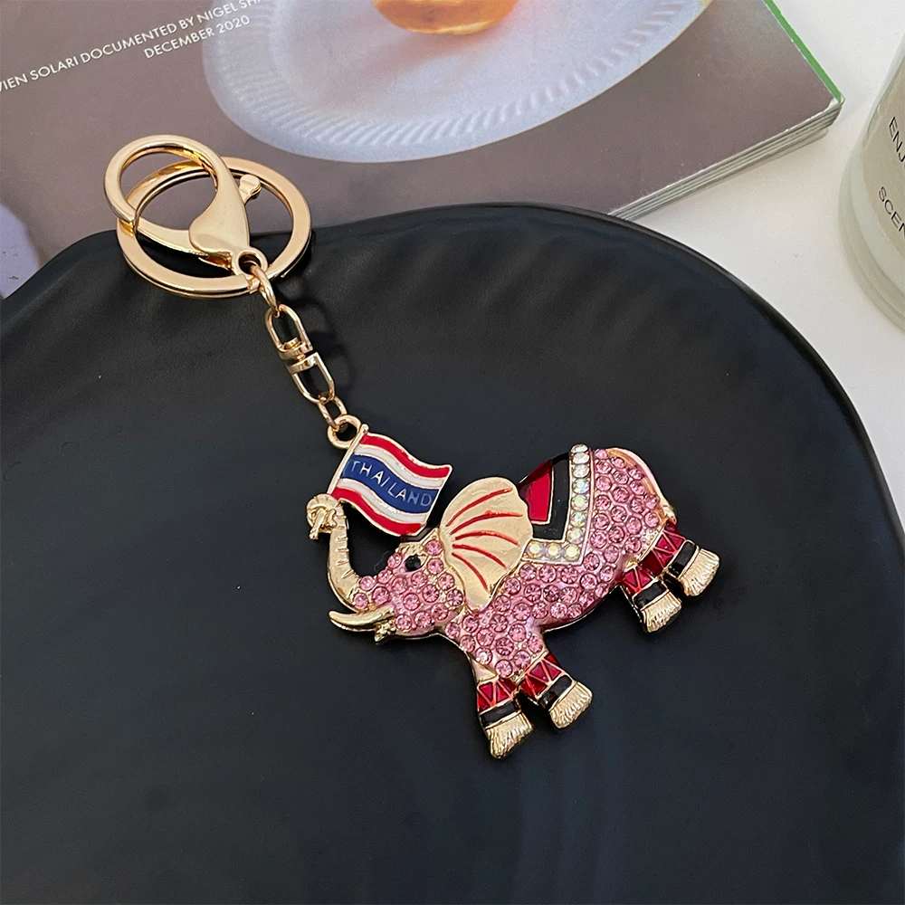 Luxury Crystal Elephant Keychain Women\'s Handbag Pendant Thailand Travel Souvenir Gift