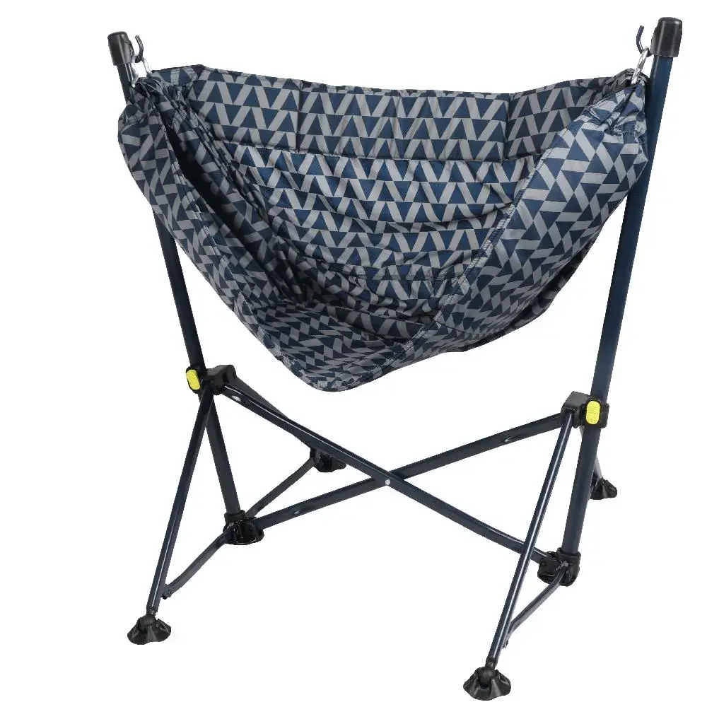 Steel Folding Hammock Chair Padded Seat Outdoor Relaxation Camping Portable Blue Water-Resistant 38