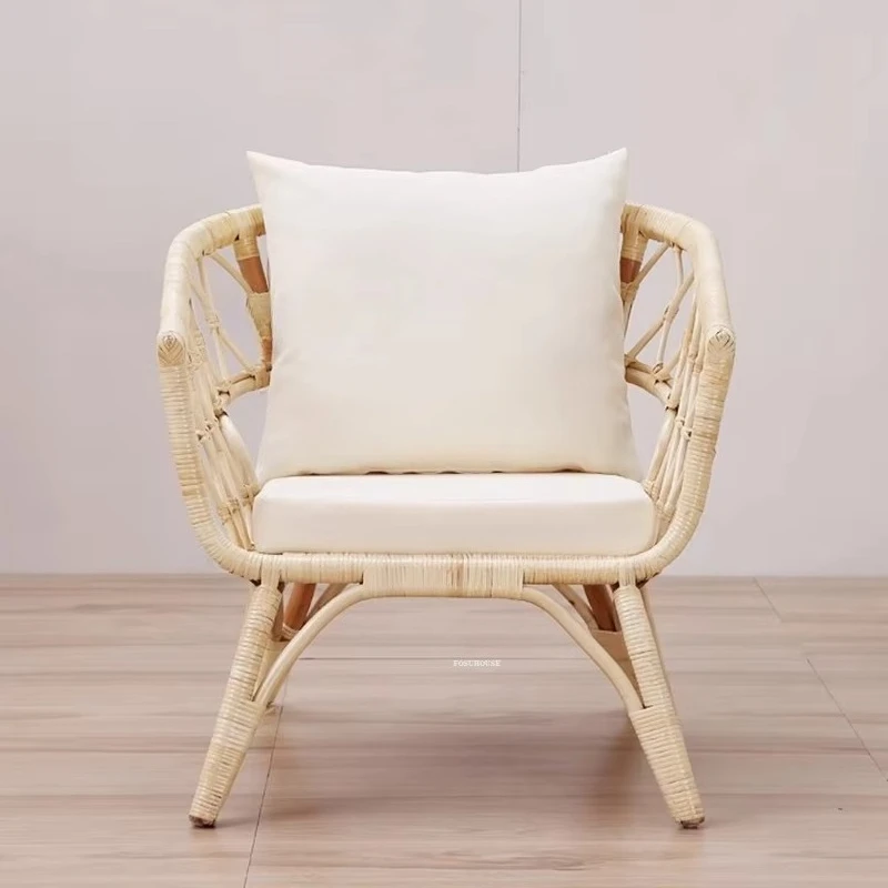 Balcony Backrest Reclining Armchair · Creative Rattan Nordic Chair, Living Room Courtyard Terrace Home Relax Furniture