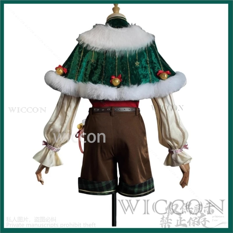 Anime jogo identidade v edgar valden cosplay traje pintor de natal camisolas uniforme peruca chapéu homem mulher terno personalizado