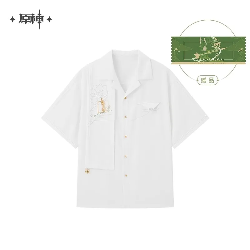 

Genshin Impact Official Merch Tighnari Theme Short Sleeved Shirt Blouse Laser Ticket Verdant Strider Polo shirt Cosplay Couple ﻿