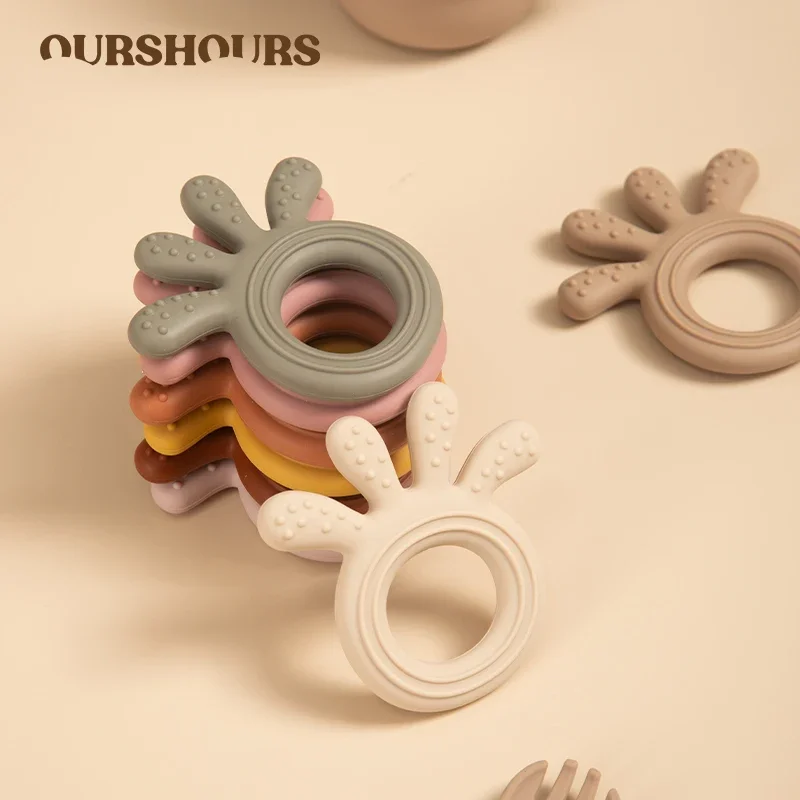 Food Grade Baby Teether Molar Stick Toy Silicone Newborn Cute Octopus Shaped Health Care Teething Ring BPA Free Baby Accessories