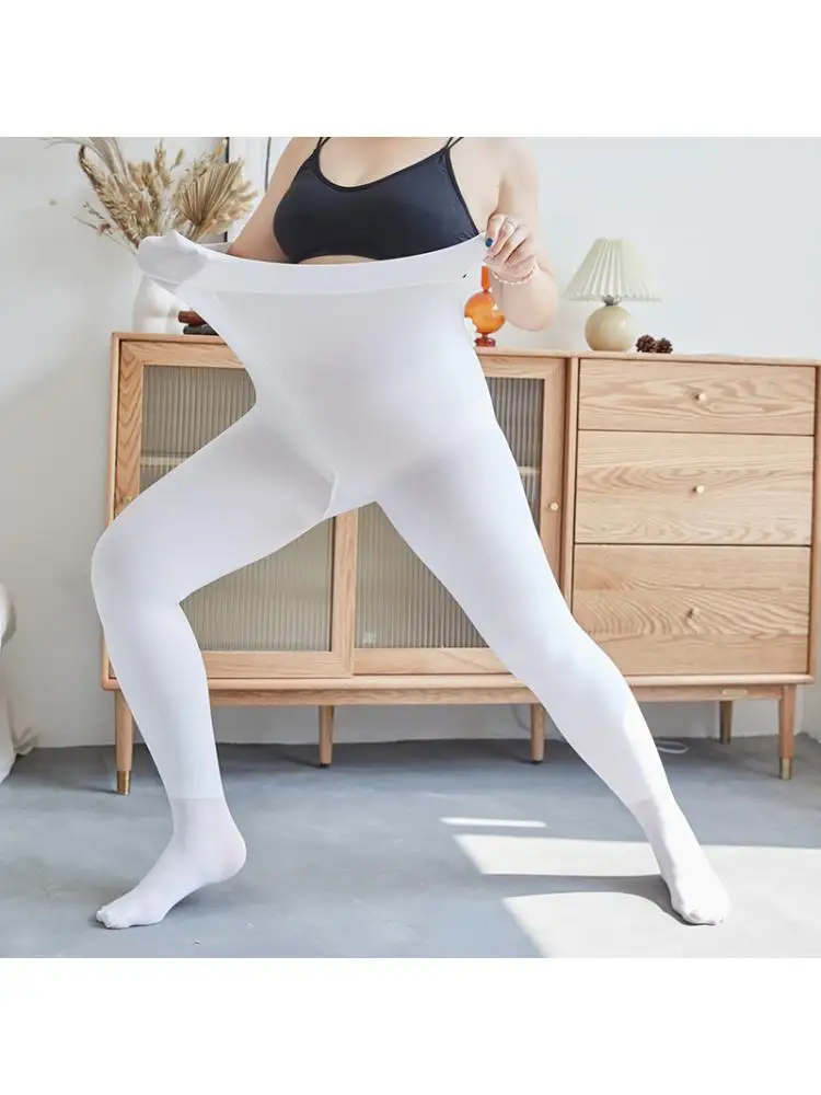 Übergroßen 45-120kg Frauen Frühling Herbst Weiß Leggings Neu Gestaltete Seide Strumpfhosen Dance Für Dicken Medium Strumpfhosen Praxis