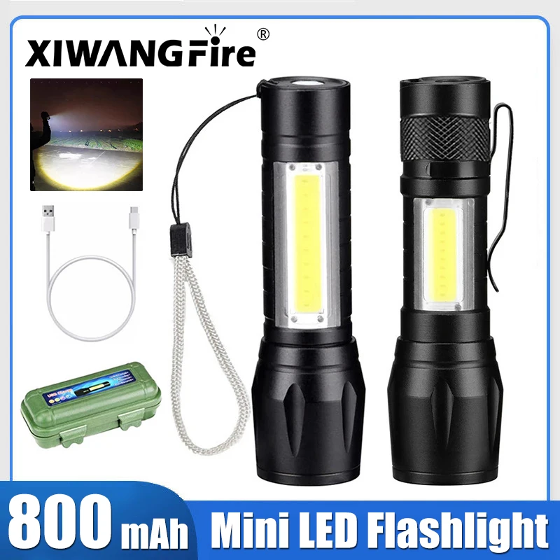 Mini LED Flashlight COB Side Light Portable Flash Light Outdoor Torch USB Rechargeable For Fishing Camping Hiking Lantern Lamp