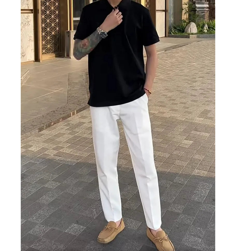 

Мужские модные брюки Slim Fit белого цвета, тонкие, укороченные (9/10), повседневные, от трендового бренда