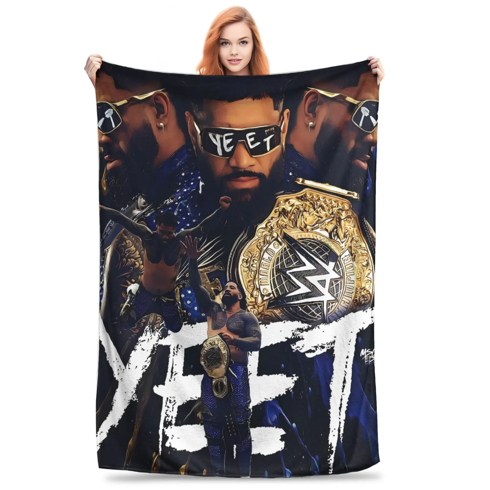 

JEY YEET USO Soft Warm Wrestling Plush Throw Blanket Trendy Flannel Bedspread Child Bedroom Bed Cover