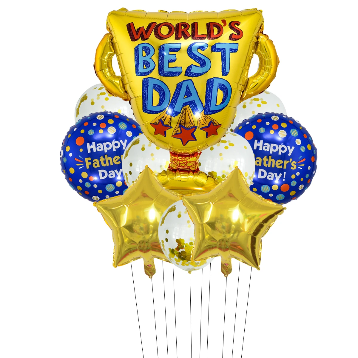 10pcs Best Dad Trophy Foil Balloons Set Happy Father's Day Balloon Father's Day Party Decorations