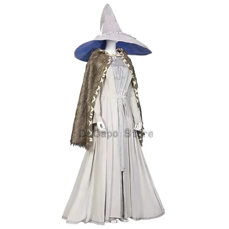 

asdh8@Game Witch cosplay costume Wig Ranni Witches Dress Robe Magic Hat Renna Cape Cloak Role Play Halloween Wom