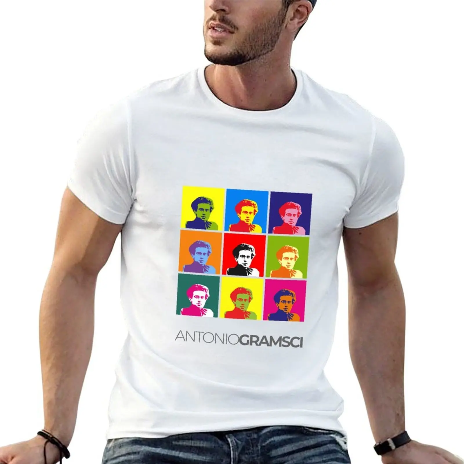 

100% portrait for cotton Gramsci graphic poster pop-art t tees tshirt man shirts T-Shirt Antonio