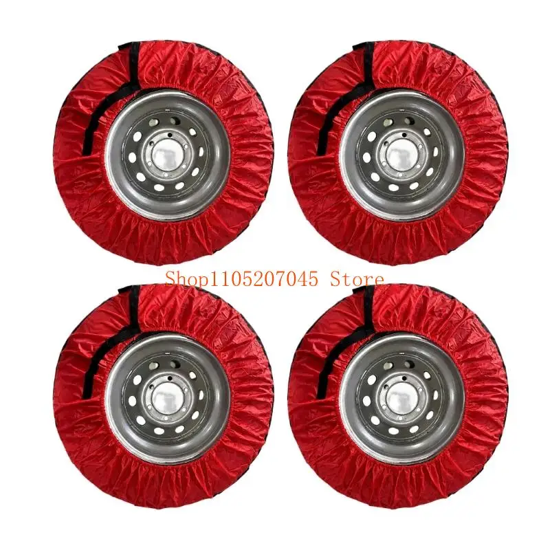 37cd 4Pcs 600D Fabric Tire Storage Bags with Elasticized Slip-On Openings Portables