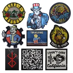 Funny GUNS ROSES ROSE THIS IS FIEN QR CODE EMBROIDERED Badge Hook Loop Patch for Clothes Hook and Loop Magic Patch Embroidery