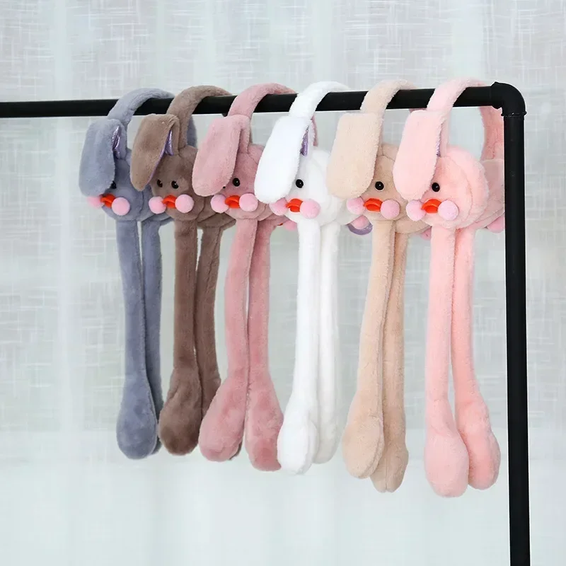 귀여운 토끼 오리 귀 움직이는 겨울 귀마개 여성과 어린이를위한 부동액 귀 보호 모자 추운 날씨