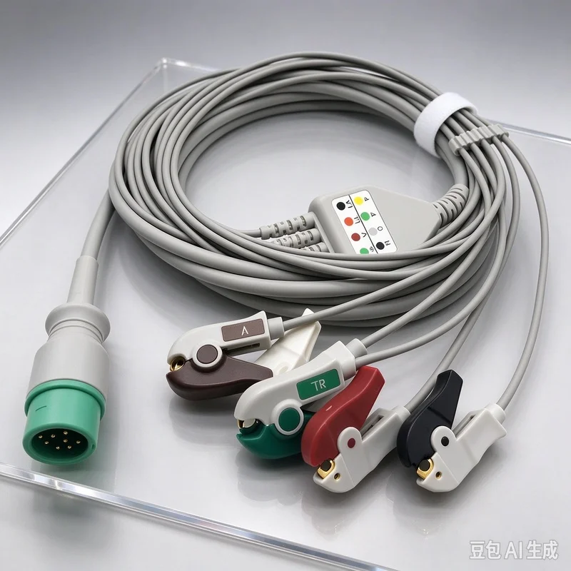ECG Cable 3-Lead 12-Pin With Snap Clip For Philips 4735A / M3535A Monitors