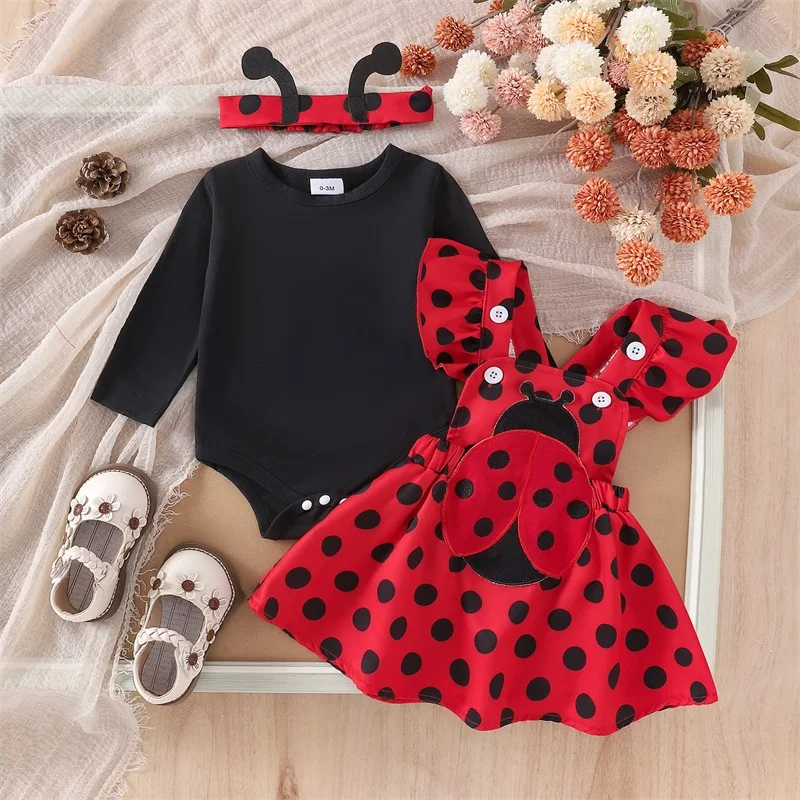 Newborn Baby Girl Halloween Outfit Long Flying Sleeve Romper Bee Suspender Skirt Dress Cute Baby Girl Fall Winter Clothes