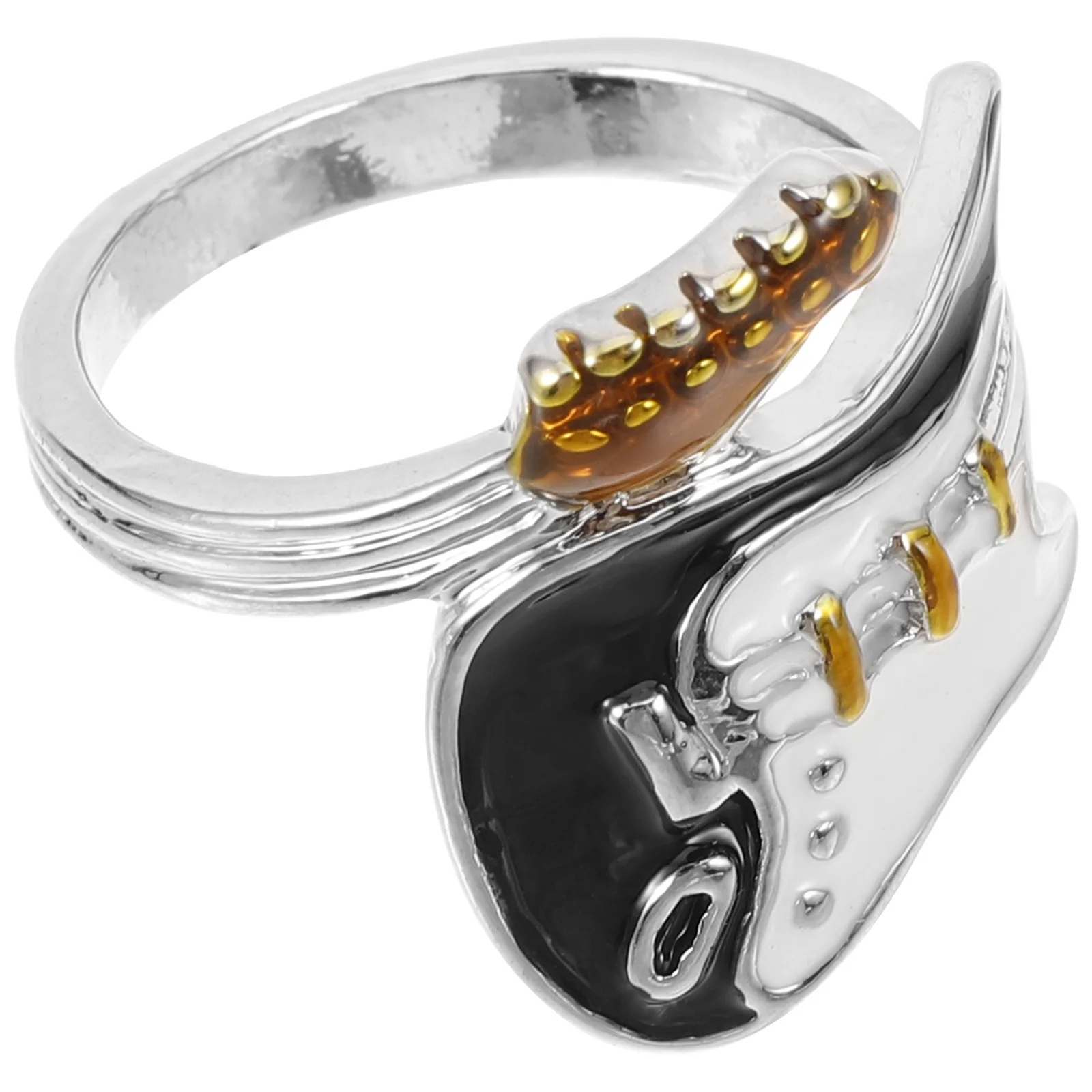 

Guitar Ring Open Adjustable Punk Finger Band Fashion Jewelry Cool Music Festival Concert Accessory Mens Fashion Rings