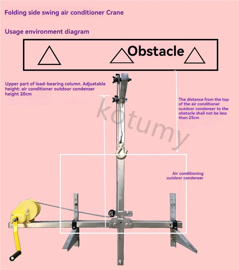 10/15/20m Air Conditioning Lifting Tool Folding Crane Lifting Bracket Manual Winch Assembly Air Conditioner Lifting Machine