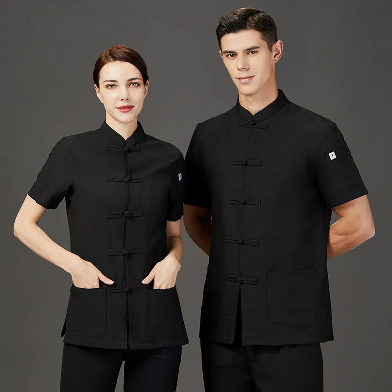 Panetteria cameriere vestiti da lavoro cucina da uomo Chef camicia cameriere giacca da cucina vestiti top Hotel ristorante uniforme abbigliamento da lavoro