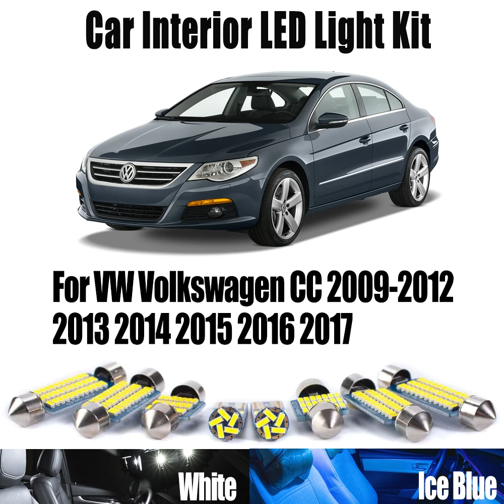 

Vehicle LED Interior ReadingTrunk Light Door Map Bulbs Kit For VW Volkswagen CC 2009- 2013 2014 2015 2016 2017 Car Accessories