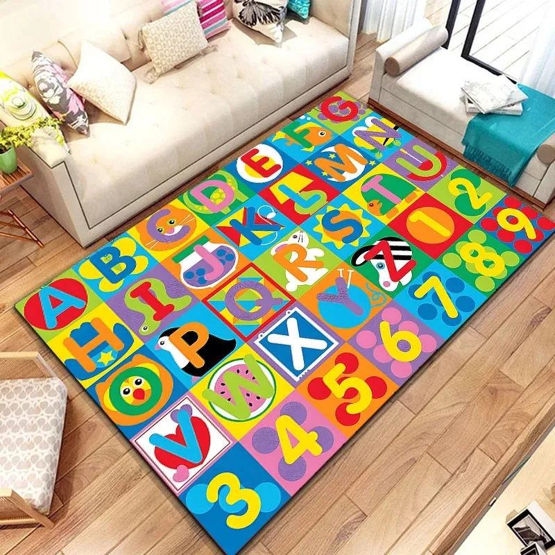 Alphabet Learning Carpet Mat Rug ABC Letters Numbers Animals Shapes Educational Kids Home Decoration Floor Mat Bedroom Decor