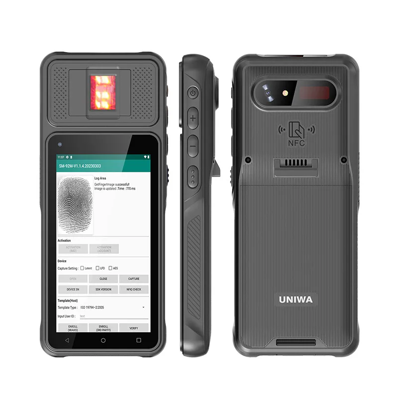 

UNIWA F501 5inch NFC Portable Rugged 2D Scanner Terminal With Biometric Fingerprint Reader