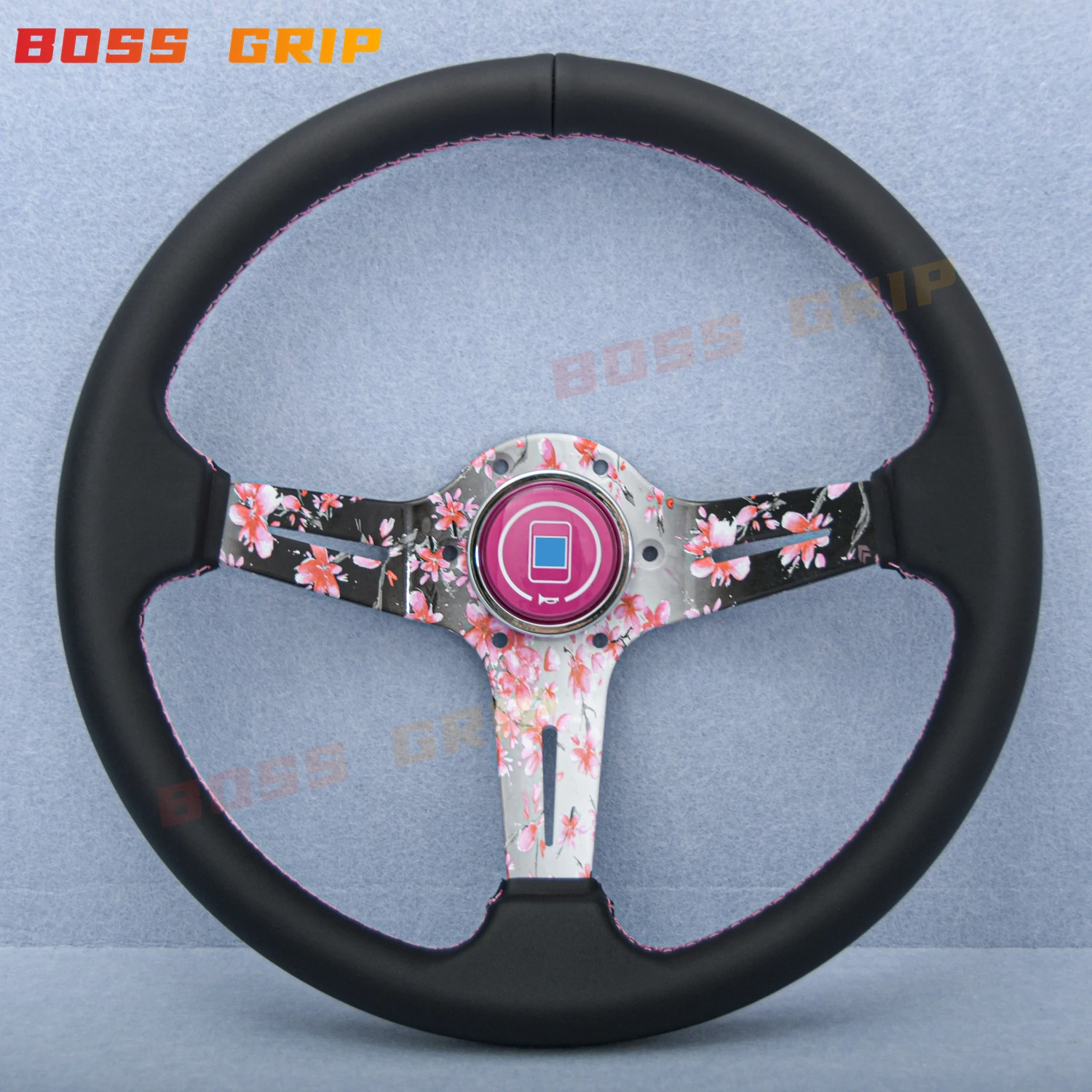 14Inch Nardi Flower Leather Sport Steering Wheel Deep Dish JDM Sim Racing Game Steering Wheel for Universal