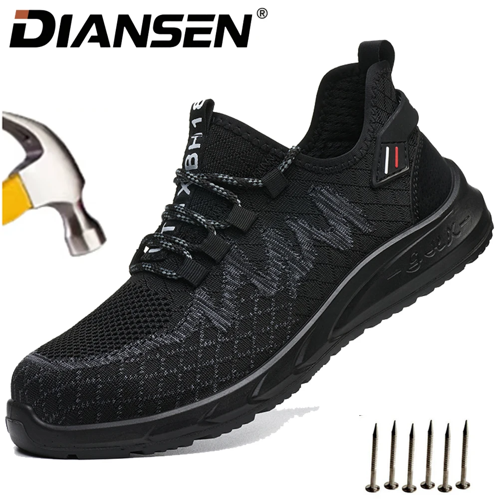 

Comfortable Safety Shoes Anti-Puncture Anti-smash Work Sneakers Adjustable Slip Resistant Work Shoes Steel Toe Boots for Men