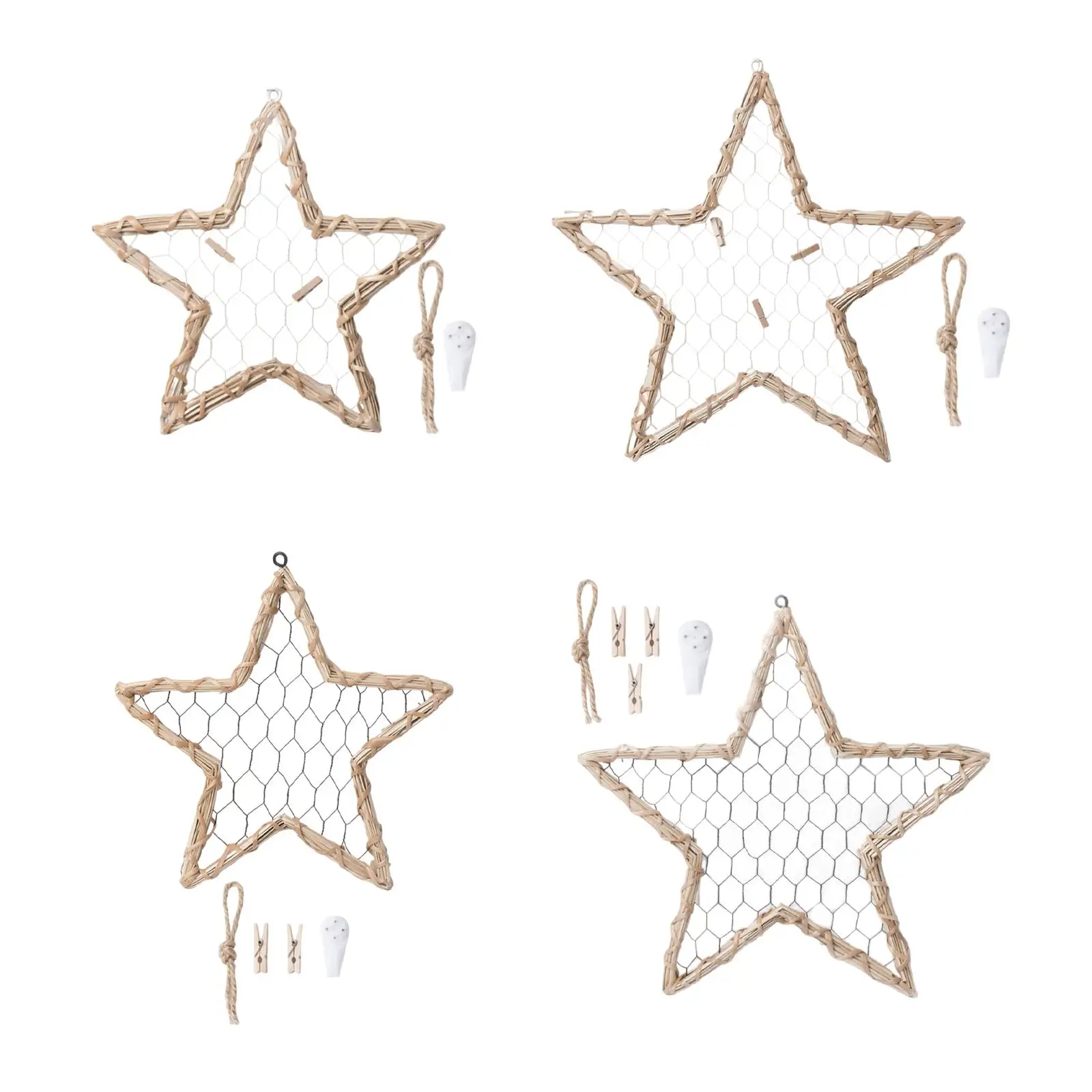 Wall Grid Panel Stars Shaped Weaving Holder for Entrances Living Room Office