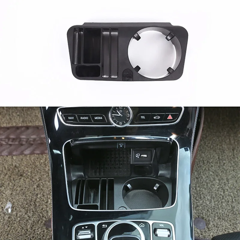 

For Mercedes Benz C E Class GLC W205 W213 X253 2015-21 Car Central Storage Box Cup Holder Stand Phone Holder Car Accessories