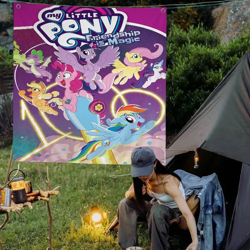 Süßes M-My Cartoon P-Pony L-Little Banner Kunstdruck Japanische Wandflagge Anime Wandbehang Home Decor