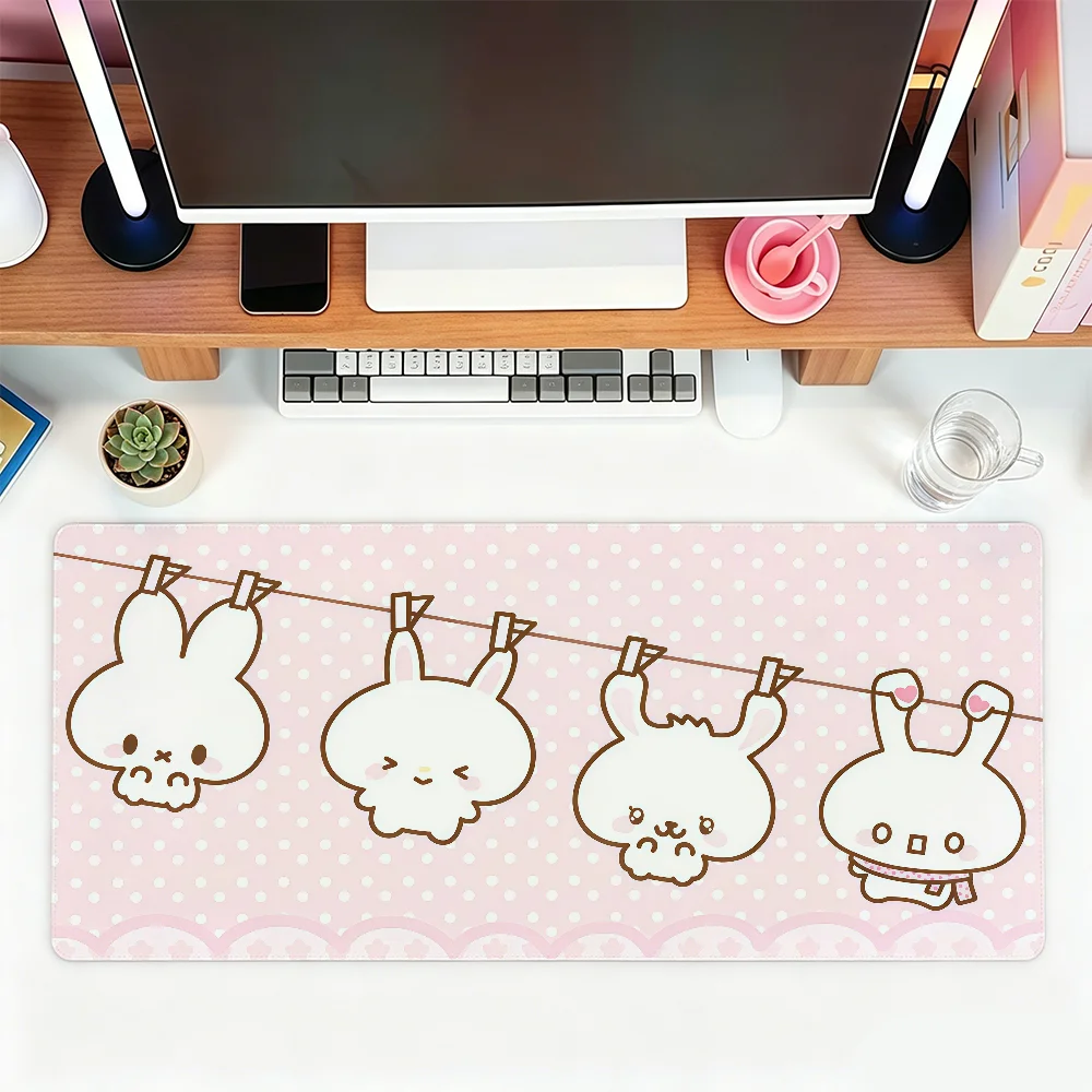 Pink Rabbit Mouse Pad For Office Gaming And Keyboards Non-Slip Large Waterproof