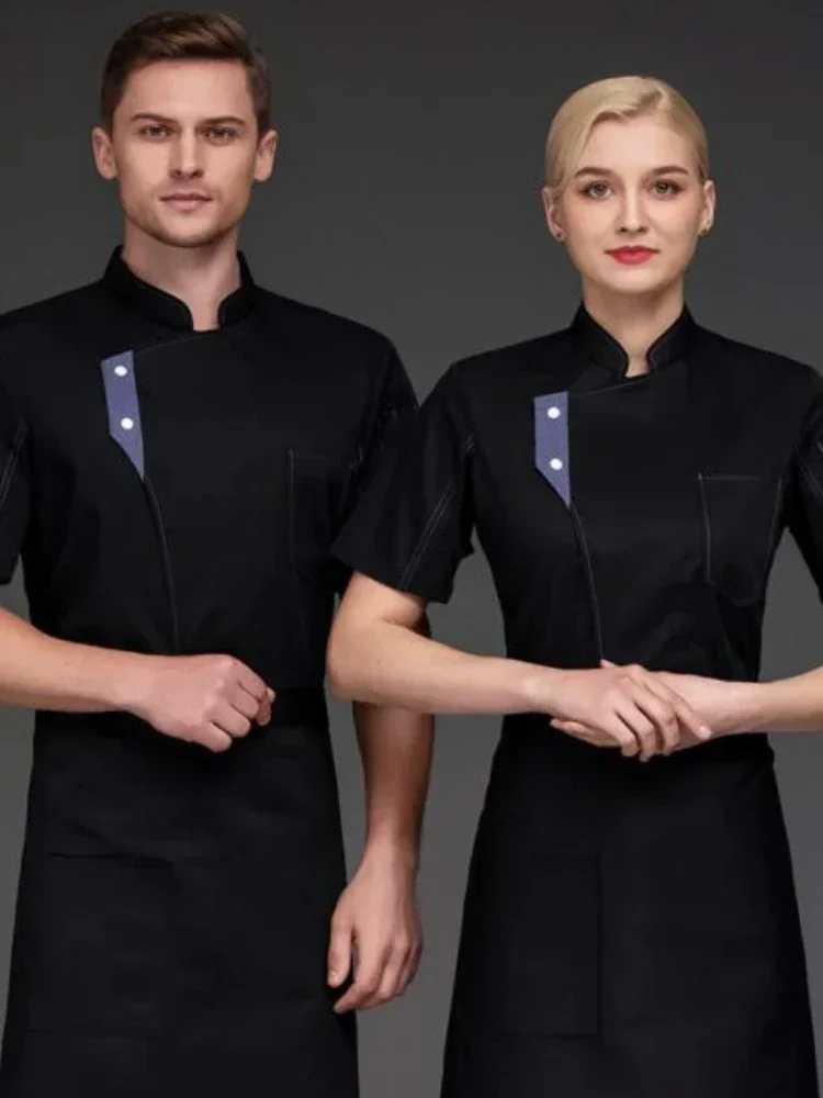 半袖ケータリングシェフジャケットシェフ制服男性女性キッチンレストラン制服シャツ夏のクックコートキッチン作業服